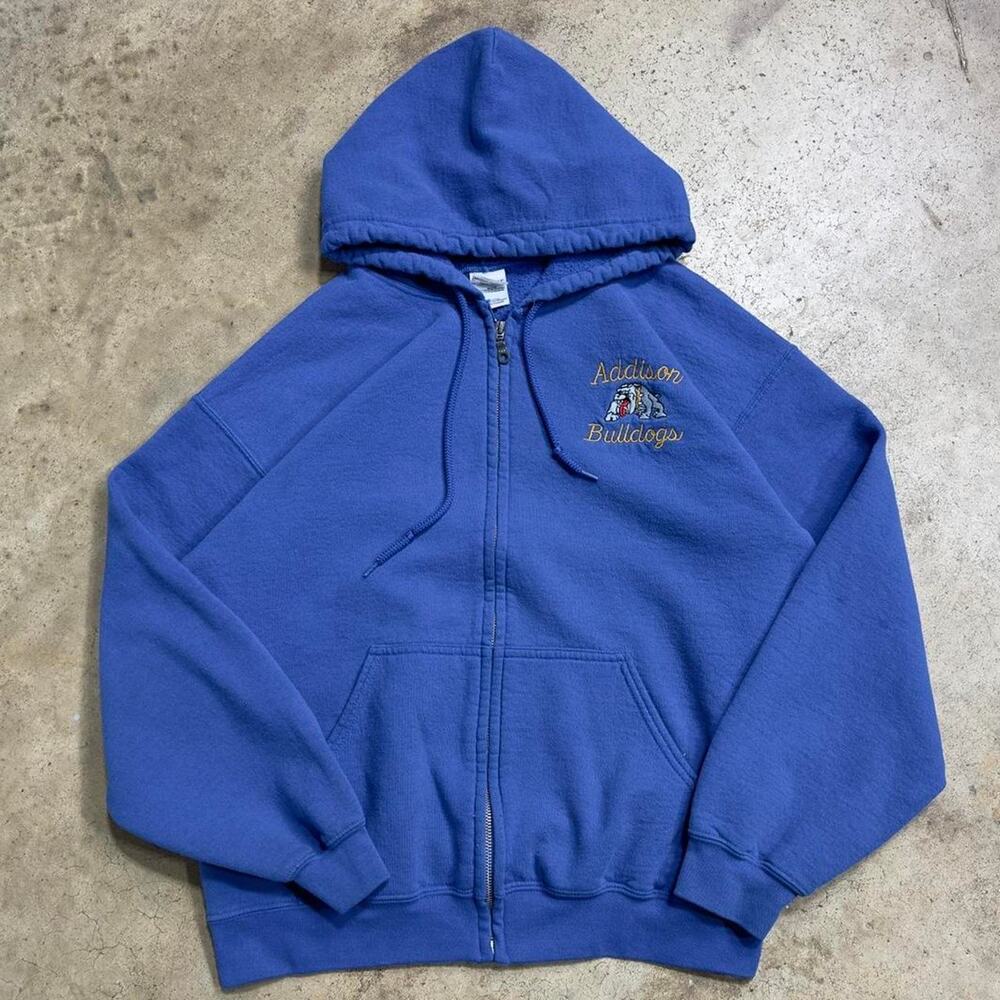 Vintage embroidered bulldogs cotton streetwear